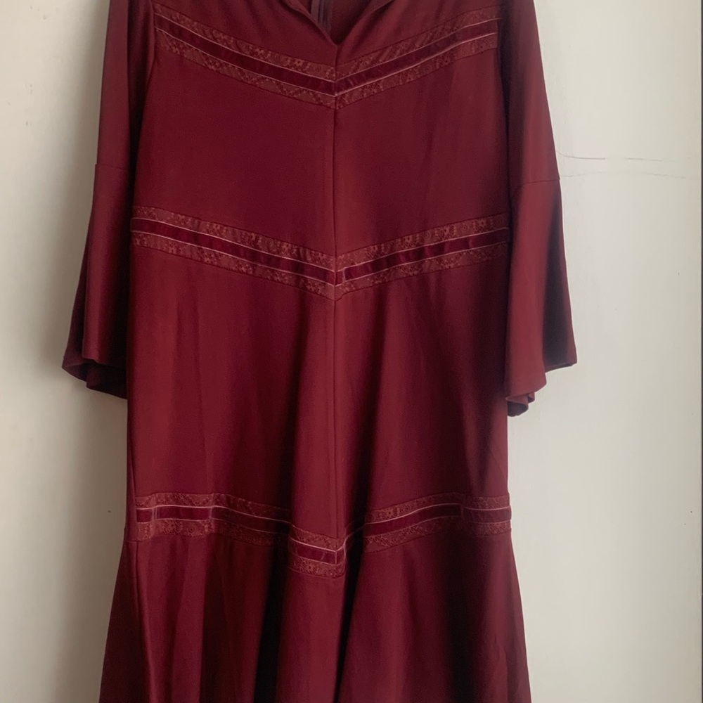 NWOT Suzanne Betro Burgundy Boho Dress 1X